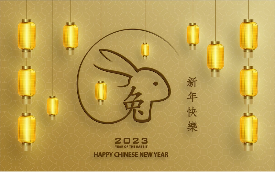 2023兔年中国风新年春节剪纸风节日宣传插画海报背景展板AI素材【037】
